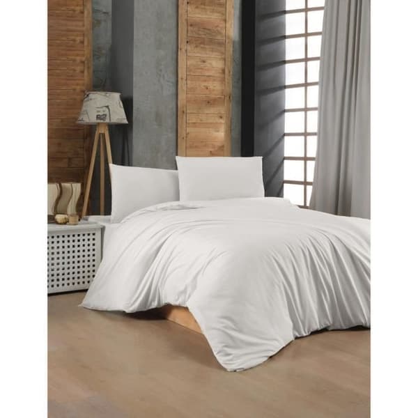 Bäddset - 1 påslakan 220 x 240 cm + 2 örngott 60 x 60 cm - 100% förstärkt bomull - Vit