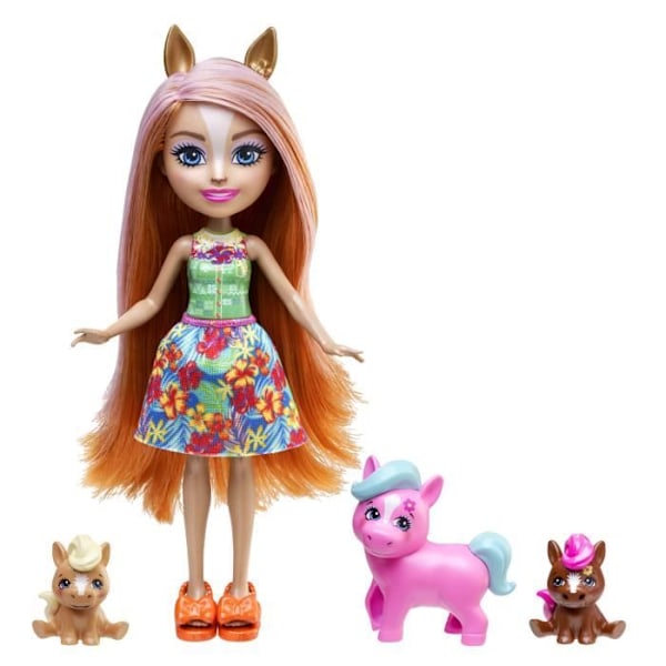 Enchantimals-Pony Thinking Family-Doll och 3 ponnyfigurer HXB99