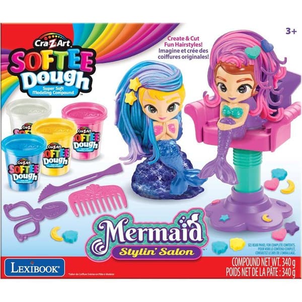 LEXIBOOK - Glittrande sjöjungfrufrisörsalong i mjuk, formbar Play-Doh
