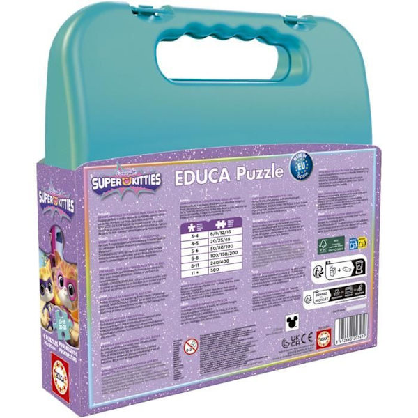 Progressivt pusselfodral - EDUCA - SuperKitties - 12+16+20+25 bitar