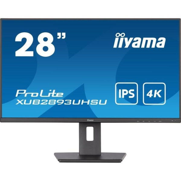Datorskärm IIYAMA PROLITE 28, IPS LED, 3840x2160 (4K), 300CD/M², högtalare, HDMI, DPORT, USB-HUB (4X3.0), 3MS