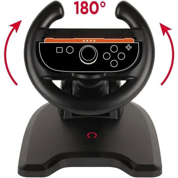Konix Racing Wheel - Nintendo Switch Joy-Con 2 Controller - Mario Kart World Kompatibel - Sugkoppsfäste - Svart