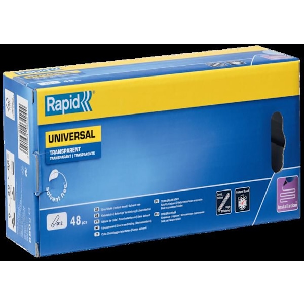 Lim - RAPID - 12mm x 48 pinnar - Transparent - Högt flöde - Härdningstid 15 sek
