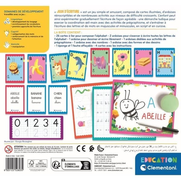 Clementoni - Skrivspelslåda - 23 aktiviteter - från 4 år och uppåt