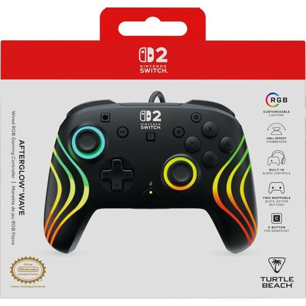 RGB-trådbunden spelkontroll - TURTLE BEACH - Afterglow Wave för Nintendo Switch 2 - Svart