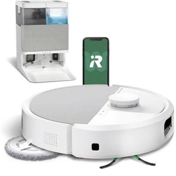 iRobot Roomba Plus 505 Combo + AutoWash - Multifunktionsbas - Tvätta och torka med varmluft från våtservetterna - PrecisionVision IA Vit