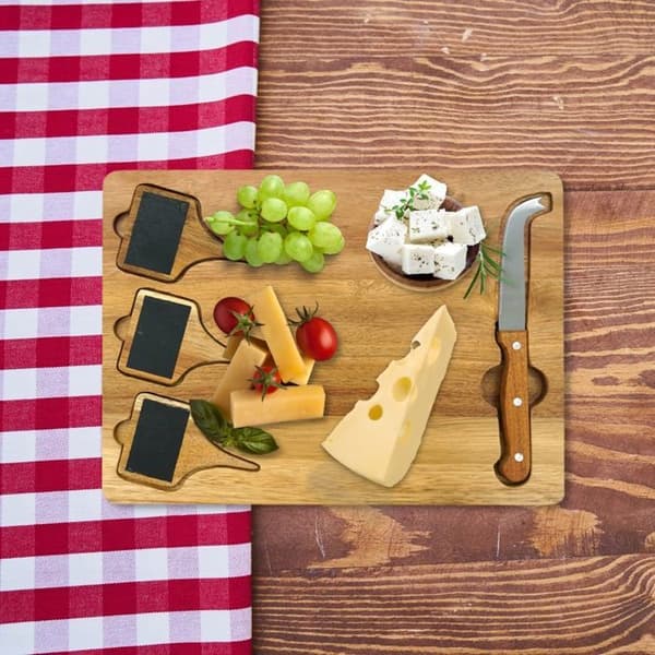 Ostbricka - FACKELMANN - Med skiffer + ostekniv - 32 x 23 cm - Trä