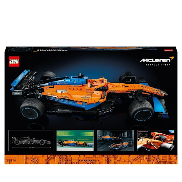 LEGO 42141 Technic McLaren Formel 1 2022 racerbil, skalenlig F1, byggsats, modellsats för vuxna