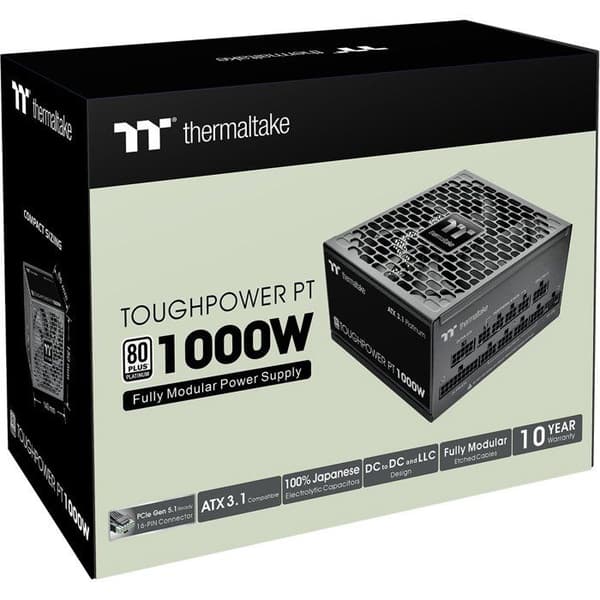 THERMALTAKE Toughpower PT - Modulär PC-nätenhet - 1000 W - 80Plus Platinum