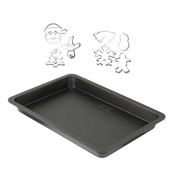 ZENKER Bakplåt och 7 rostfria kakformar för jul - 42 x 29 cm
