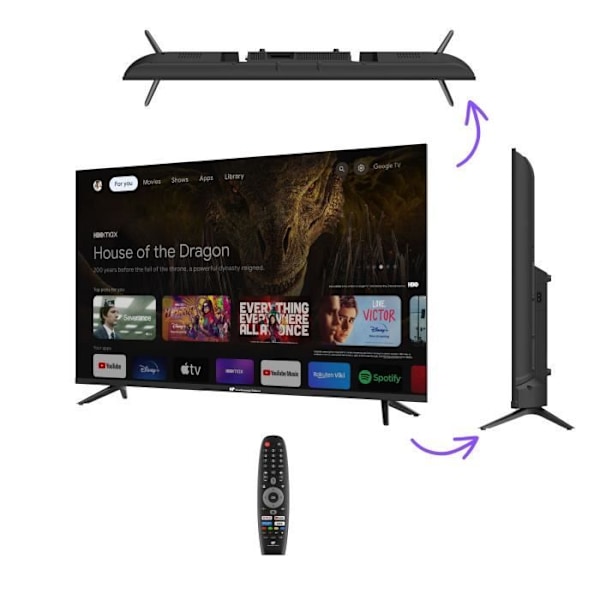 LED-TV - CONTINENTAL EDISON - CELED43SGQLD24B6 - 43'' (109 cm) - QLED UHD 4K 3840x2160 - SMART GOOGLE - 4xHDMI - 2xUSB