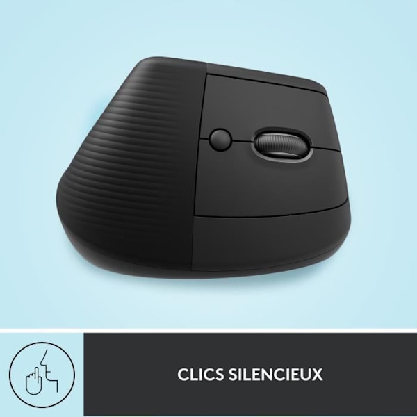 Logitech Lift Ergonomic Vertical Wireless Mouse, Bluetooth eller Logi Bolt USB-mottagare, Silent - Grafit