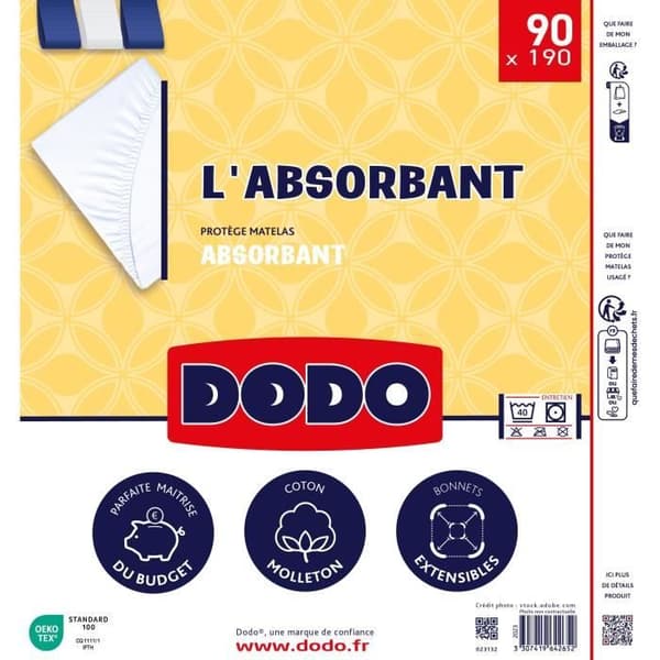 Absorberande madrassskydd - 90x190 cm - polyester
