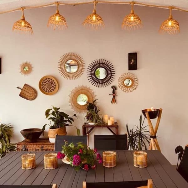 Strängljus - LUMISKY - Hawaii Light - Anslutbar - Utomhus - Polyrattan lampskärm - 10 E27 LED glödlampor