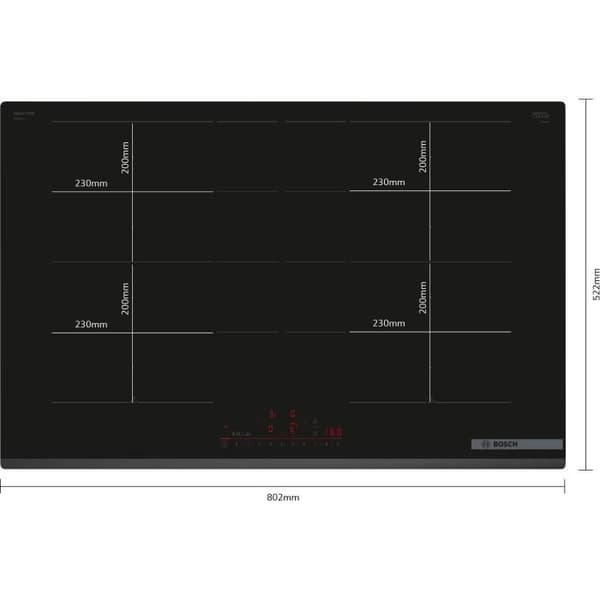 Induktionshäll - BOSCH - 4 brännare - 52,2 x 80,2 x 5,1 cm - PXY83KHC1E - Svart