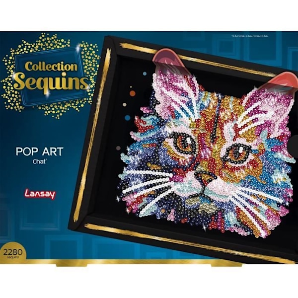 Kreativt fritidspaket - LANSAY - Paljettkollektion - Popkonstkatt - Från 14 år