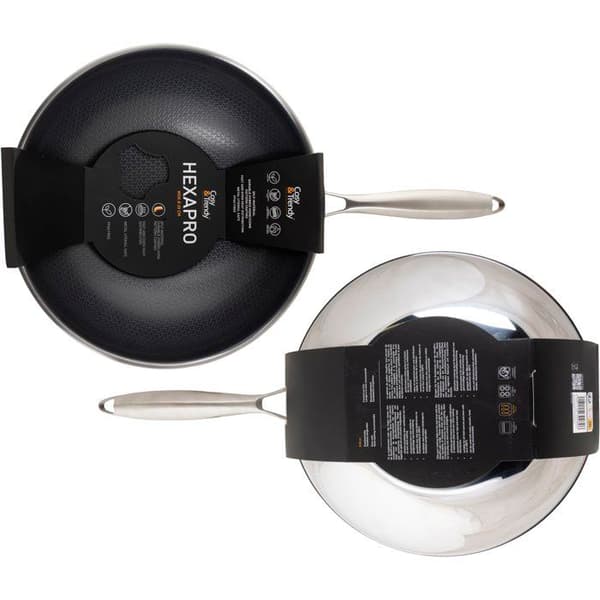 Wokpanna - MYSIG & TRENDY - HEXAPRO - Rostfritt stål - Ø24 cm - Non-stick - Lämplig för alla spishällar inklusive induktion