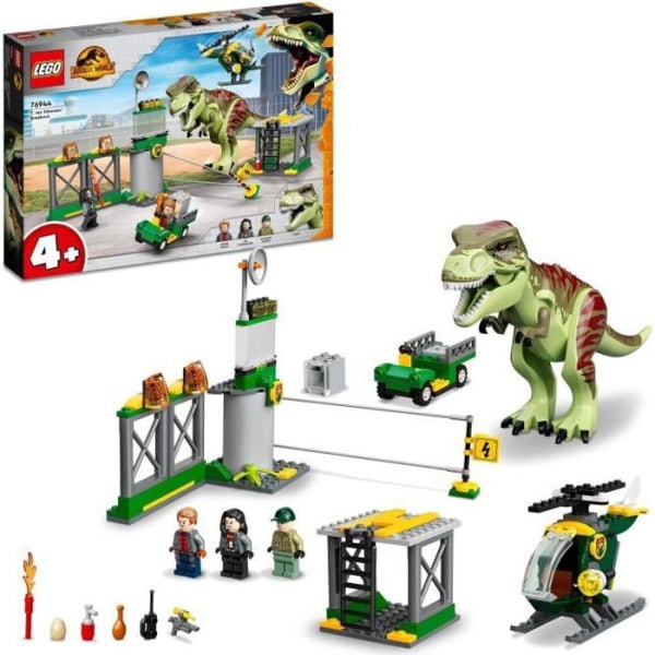 LEGO 76944 Jurassic World T. Rex Escape, Dinosaurier, Med Bil, Helikopter och Flygplats, från 4 år gammal