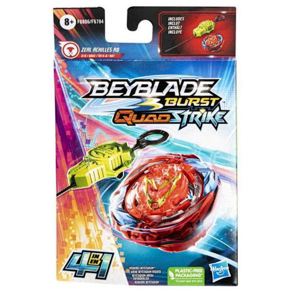 Beyblade Burst QuadStrike, Starter Pack med Zeal Achilles A8 tävlingstopp och launcher