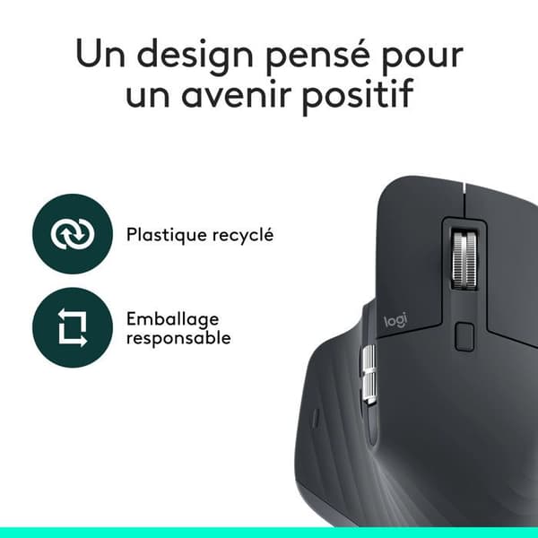 Mus - Trådlös - Logitech - MX Master 3S - Bluetooth-utgåva - Grafit