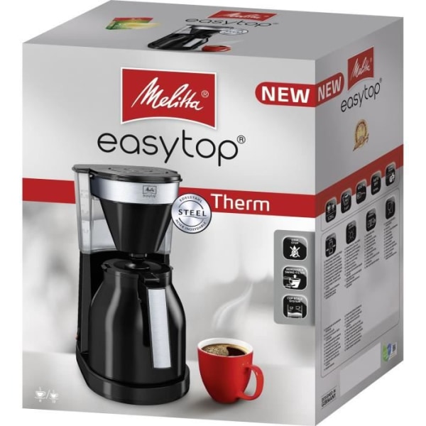 MELITTA Easy Top Therm II 1023-08 - 1L filter kaffebryggare - 1050 W - Svart