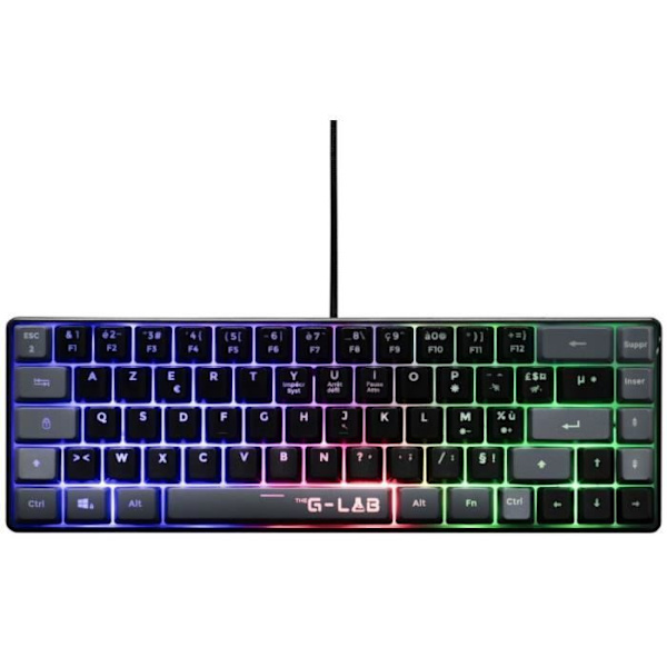 Speltangentbord - THE G-LAB - KEYZ-HYDRO-BKG/FR - 60% membran 2 färger svarta + grå tangenter