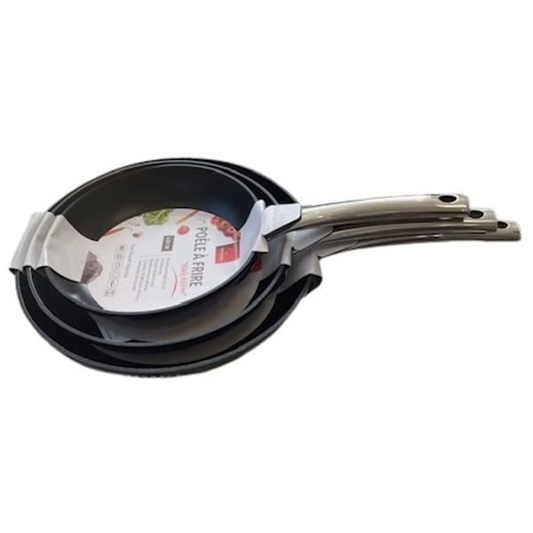 Set med 3 stekpannor - BAUMALU - Black edition - 24 / 28 / 32 cm - Aluminium