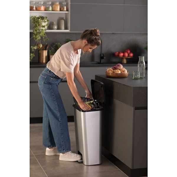 Pedalhink - CURVER - COMPATTA - 50 L - Metallic grå - Polypropylen