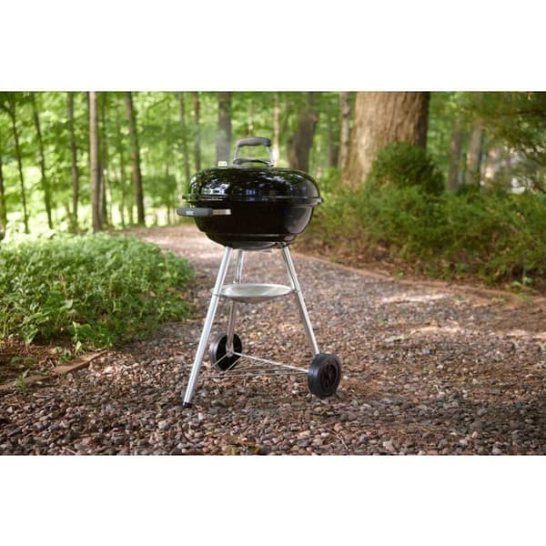 Weber Compact Kettle Charcoal Grill - 47 cm diameter - emaljerat stål - luftventil - 6 kuvert - svart