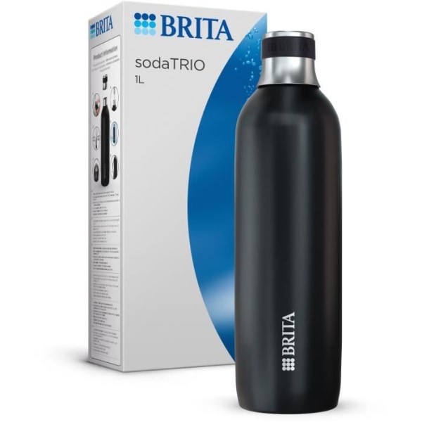 BRITA flaska för sodaTRIO - rostfritt stål - 1L - svart