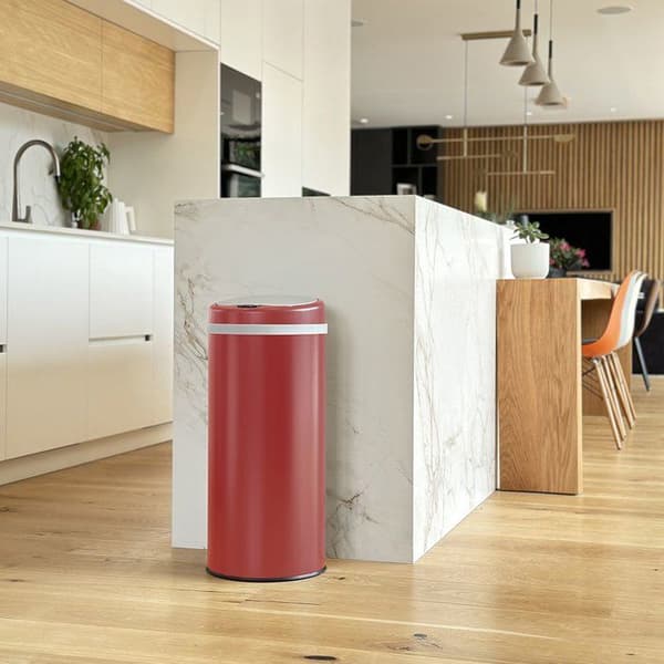 Automatisk 42L papperskorg - Rostfritt stål med kant - Mattröd finish - KITCHEN MOVE