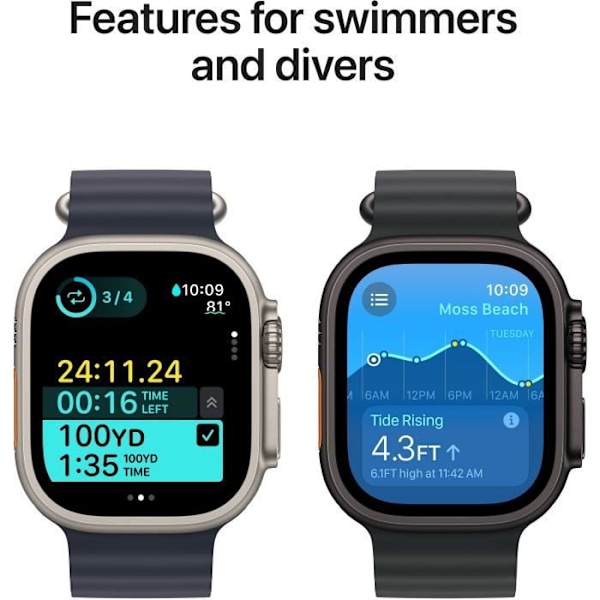 Apple Watch Ultra 2 GPS + Cellular - 49 mm - Svart Titanium fodral - Svart Titanium Milanese Loop rem - M