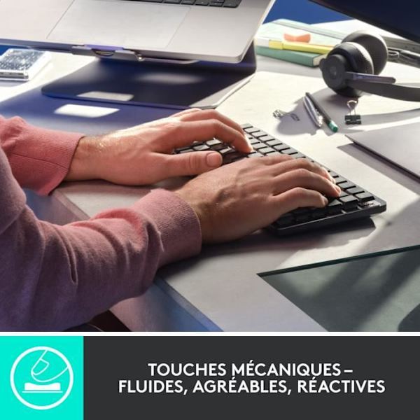 Logitech - Trådlöst tangentbord - MX Mini - Mekanisk - Prestanda Bakgrundsbelyst - Grafit