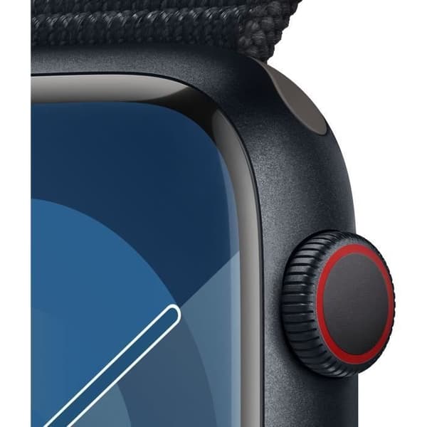 Apple Watch Series 9 GPS + Cellular - 45 mm - Midnight aluminiumfodral - Midnight Sport Loop Strap