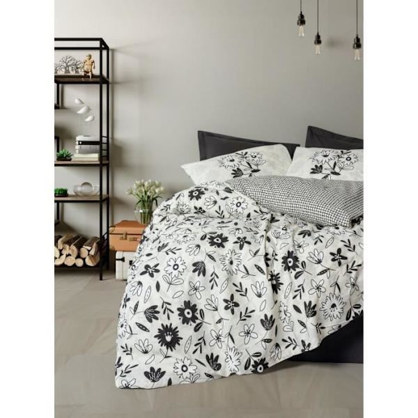 Bäddset - 1 påslakan 220 x 240 cm + 2 örngott 60 x 60 cm - 100% bomull - Svart