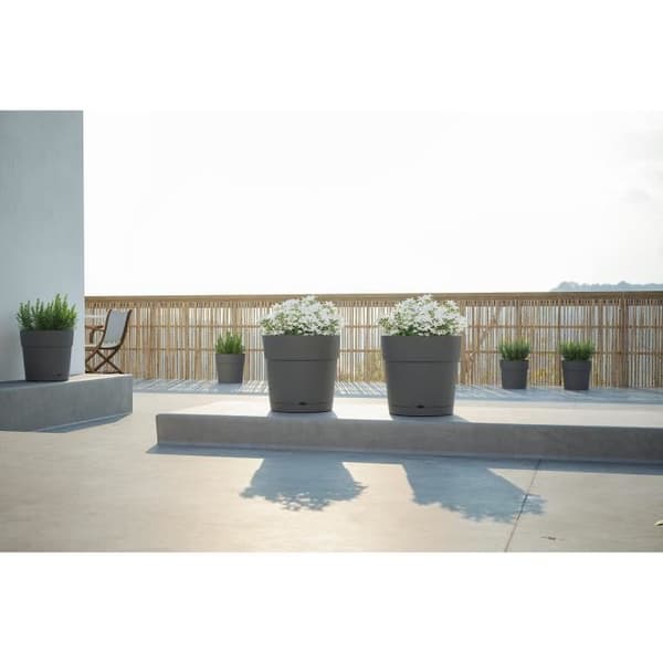 Blomma burk och rund capri -rund - plast - vattentank - diameter 40 cm - antracit - Artevasi