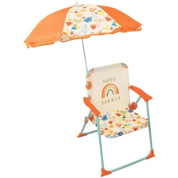 FUN HOUSE Fruity's Camping fällstol med parasoll - H.38.5 x B.38.5 x D.37.5 cm + parasoll ø 65 cm - För barn