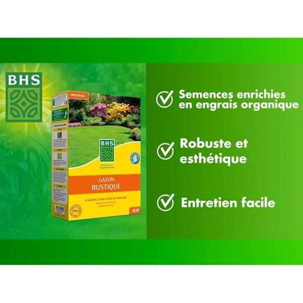 Gräsmatta - BHS - Rustik gräsmatta 1 KG - Starkare och bättre skyddad - Snabb och hållbar - Alla typer av terräng och klimat, Robust