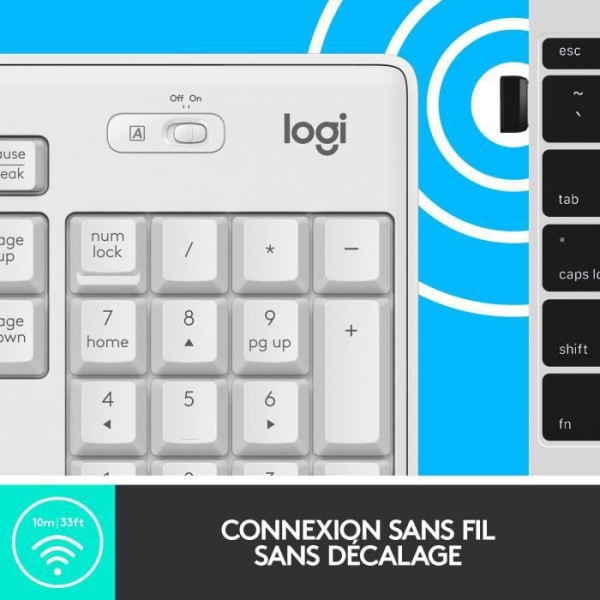 Pack tangentbordsmus - Trådlös - Logitech - MK295 - SilentTouch - Numerisk knappsats - Franskt AZERTY -tangentbord - Vit