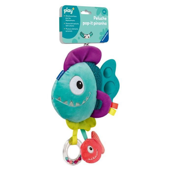 Ravensburger play+, Pop-it mjukis - Blue Piranha, 6-36 månader, Första ålder, baby