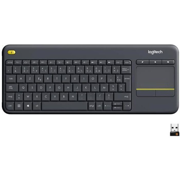 LOGITECH K400 Plus Multimedia TV-tangentbord - AZERTY - Trådlös - Pekplatta