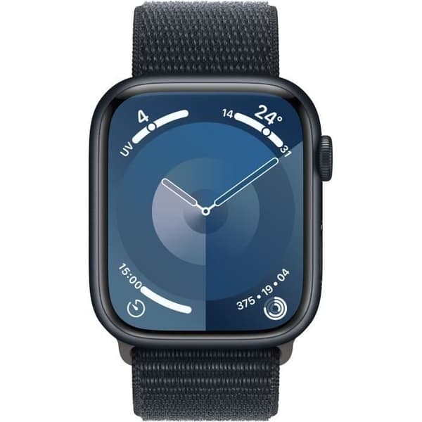 Apple Watch Series 9 GPS + Cellular - 45 mm - Midnight aluminiumfodral - Midnight Sport Loop Strap