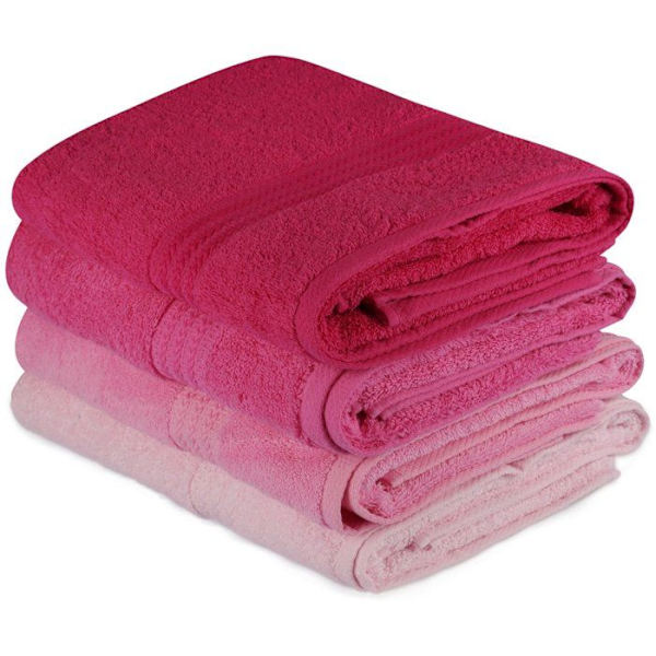 Set med 4 badhanddukar - 70 x 140 cm - Rosa