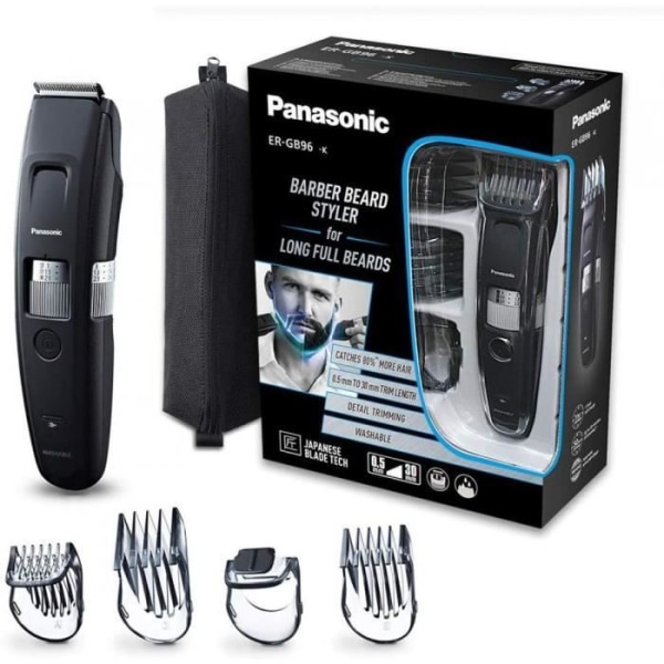 Panasonic Personalcare ER-GB96-K503 skäggtrimmer - Special för långa skägg 58 Inställningar 7 tillbehör - 50 min batteritid