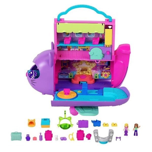 Polly Pocket-Transformable Kitten Airplane-Box med 2 minifigurer HWP19