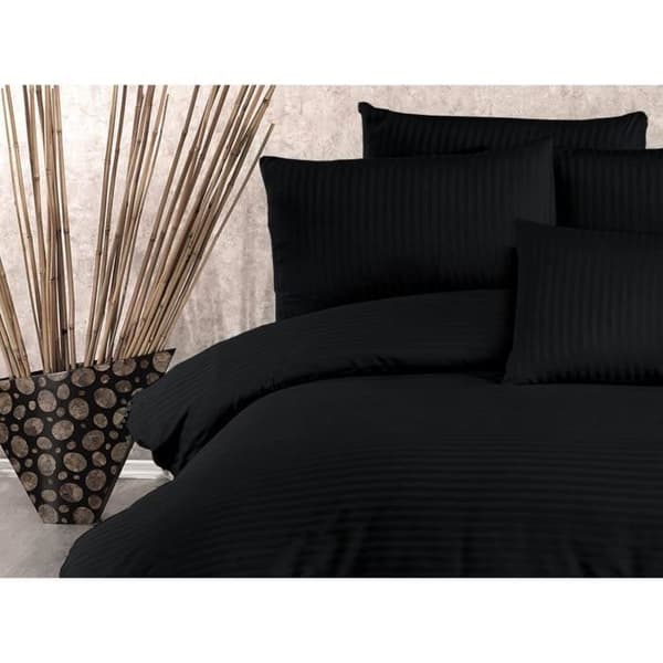 Bäddset - 1 påslakan 220 x 240 cm + 2 örngott 60 x 60 cm - 70% polyester, 30% bomull - Svart