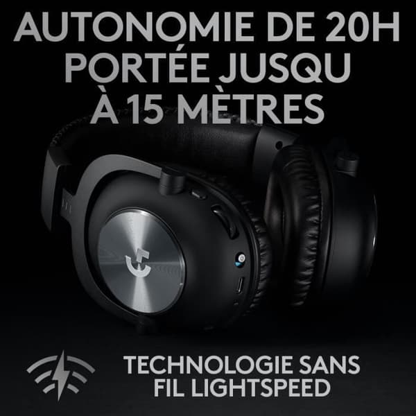 LOGITECH G - Trådlöst spelheadset - PRO X 2,4 Ghz - svart - 981-000907