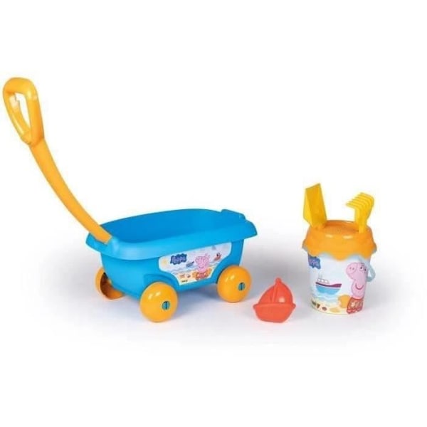 Smoby - Peppa Pig Pig Chariot Garnished: Bucket + Sieve + Shovel + Rake + Sand Mold