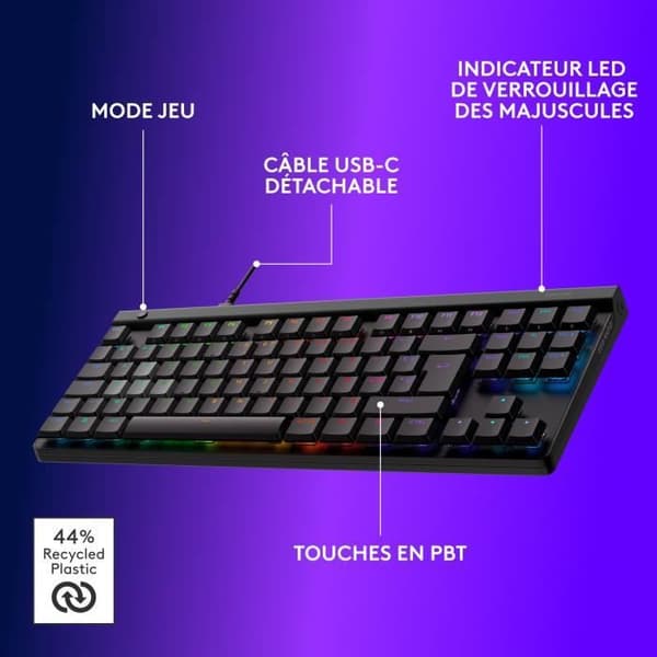 Gamingtangentbord - Trådbundet - Logitech G - G515 Rapid TKL - Svart