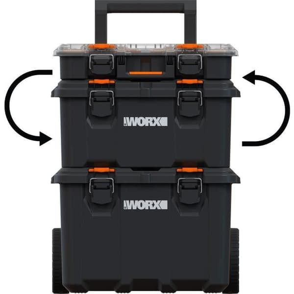 3-i-1 modulärt system - WORW BY KETER - STACK N ROLL - 48 x 39 x 69,5 cm - Svart